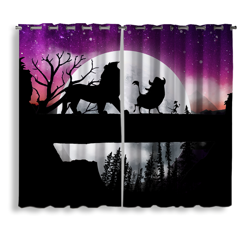 Lion King Moon Night Background Window Curtain