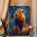 Lion Starry Night - Living Room - Canvas Wall Art - Print - Wall Decor