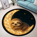 Little Slot Sleep On Moon Round Rug