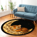 Little Tiger Sleep On Moon Round Rug