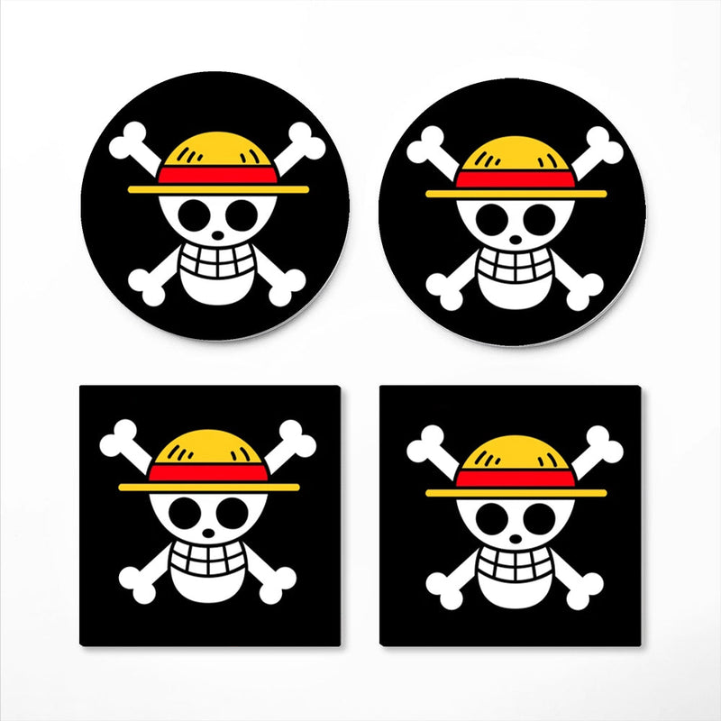 Luffy One Piece Icon Skull Ceramic Decor Coaster - Gift Idea