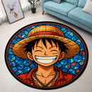 Luffy One Piece Stained Glass Round Rug