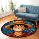 Luffy One Piece Stained Glass Round Rug