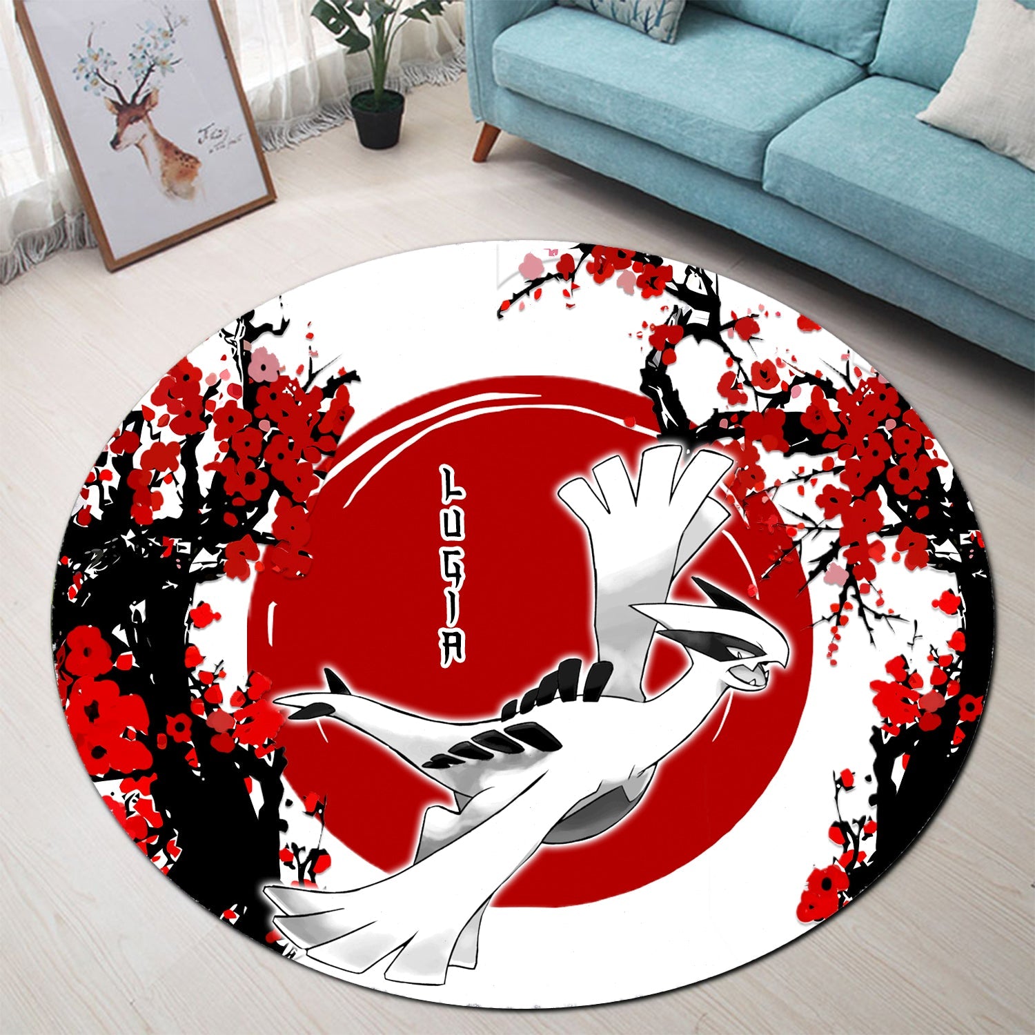 Lugia Japan Style Stained Glass Round Rug