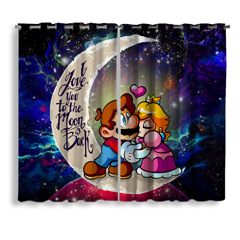 Mario Couple Love You To The Moon Galaxy Window Curtain