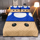 Mario Mushroom Blue Quilt Bed Sets