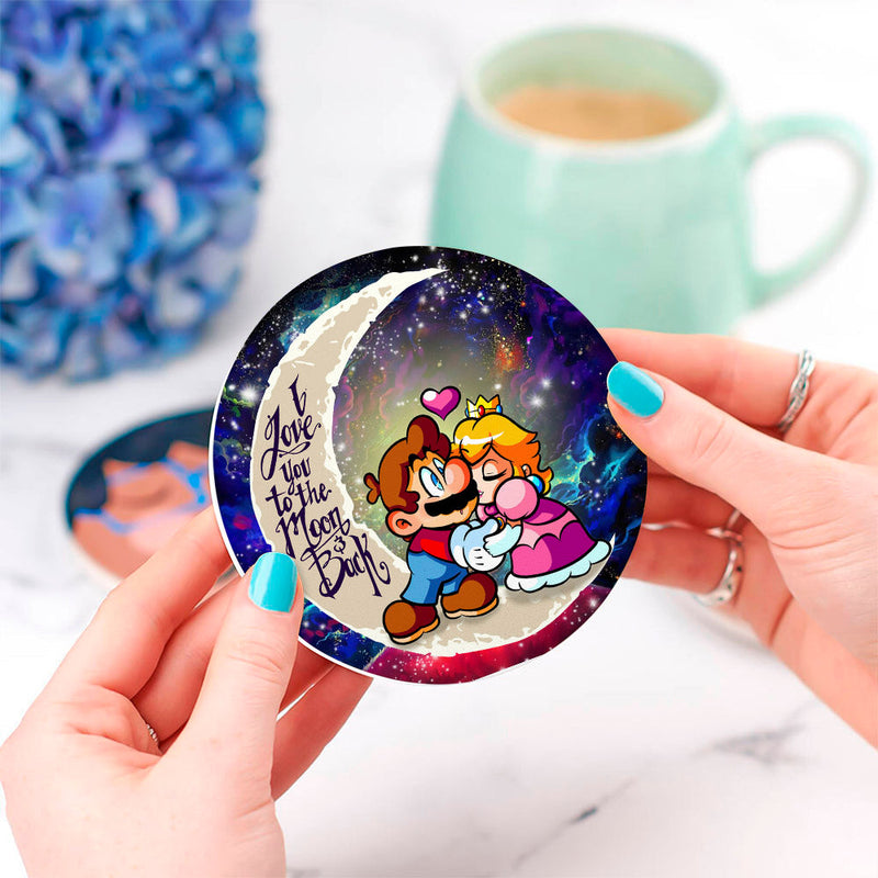 Mario Couple Love You To The Moon Galaxy Ceramic Decor Coaster - Gift Idea