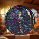 Medusa Round Stained Glass Suncatcher