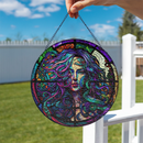 Medusa Round Stained Glass Suncatcher