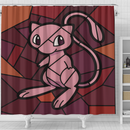 Mew Pokemon Stained Glass Shower Curtain