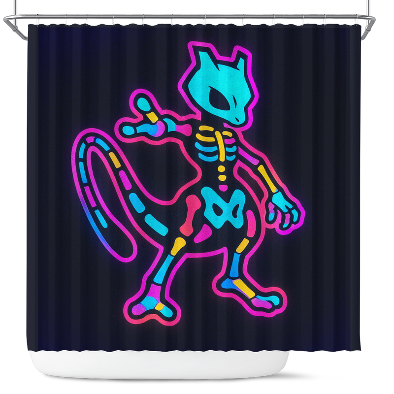 Mewtwo Pokemon Skull Shower Curtain