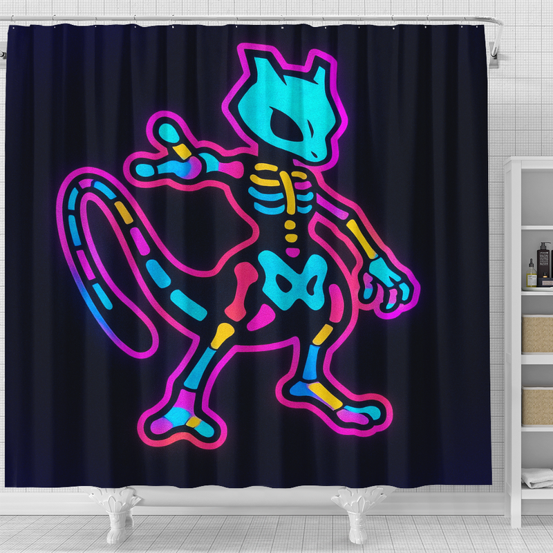 Mewtwo Pokemon Skull Shower Curtain