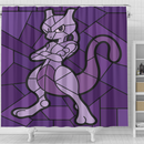 Mewtwo Pokemon Stained Glass Shower Curtain