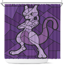 Mewtwo Pokemon Stained Glass Shower Curtain