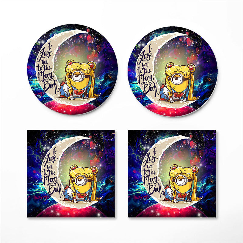 Minion Sailor Love You To The Moon Galaxy Ceramic Decor Coaster - Gift Idea