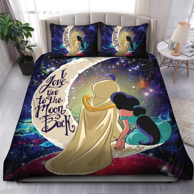 Aladin Couple Love You To The Moon Galaxy Bedding Set Duvet Cover And 2 Pillowcases Nearkii