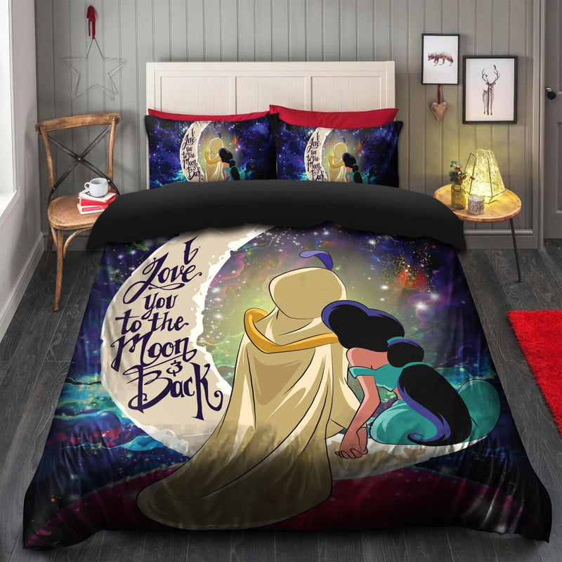 Aladin Couple Love You To The Moon Galaxy Bedding Set Duvet Cover And 2 Pillowcases Nearkii