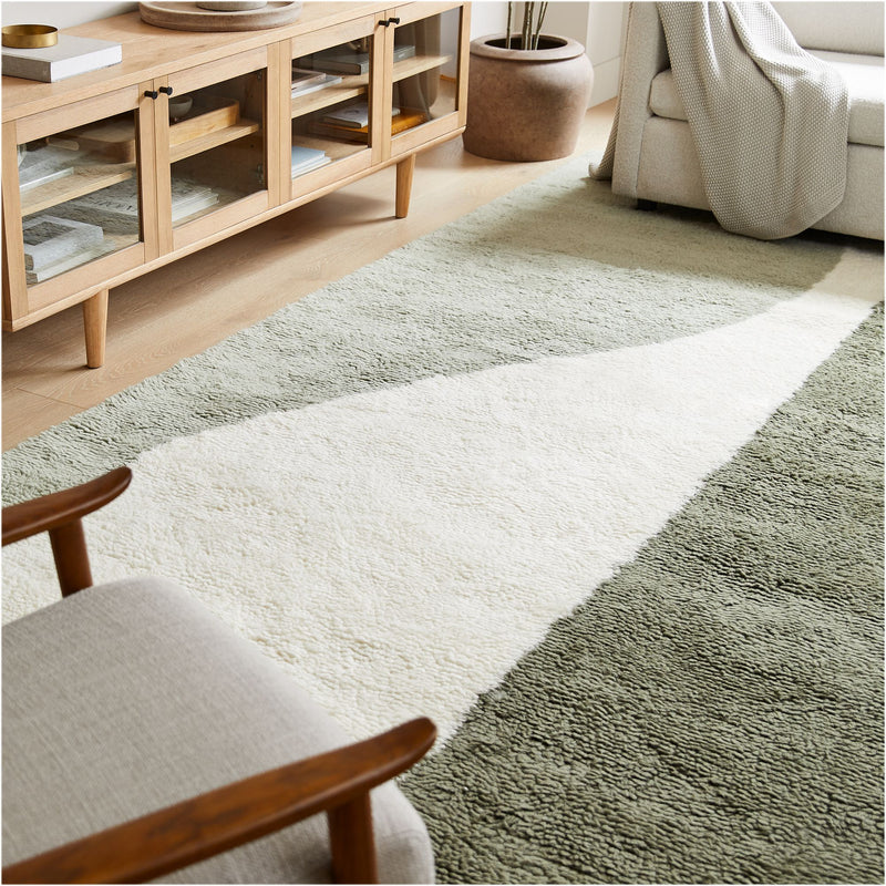 Dark Olive Modern Wave Shag Minimalist Rug Home Room Decor