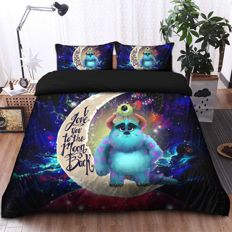 Monster Inc Sully And Mike Love You To The Moon Galaxy Bedding Set Duvet Cover And 2 Pillowcases Nearkii