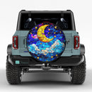 Moon And Star Night Stained Glass Jeep Car Spare Tire Cover