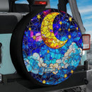 Moon And Star Night Stained Glass Jeep Car Spare Tire Cover