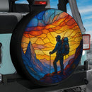 Mountain Hiking Camping Stained Glass Jeep Car Spare Tire Cover
