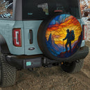 Mountain Hiking Camping Stained Glass Jeep Car Spare Tire Cover