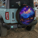 Mountain Landscape Stained Glass Jeep Car Spare Tire Cover