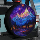 Mountain Landscape Stained Glass Jeep Car Spare Tire Cover