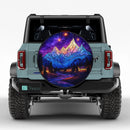Mountain Landscape Stained Glass Jeep Car Spare Tire Cover