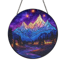 Mountain Galaxy Landscape Stained Glass Suncatcher
