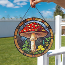Mushroom Colorfull Round Stained Glass Suncatcher