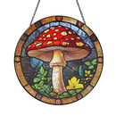 Mushroom Colorfull Round Stained Glass Suncatcher