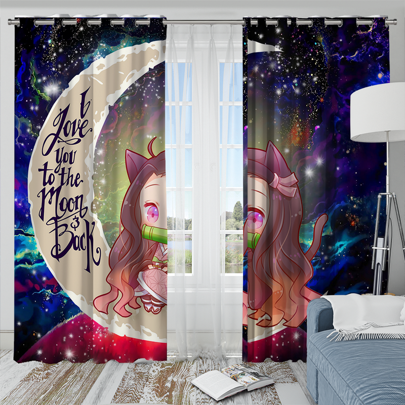 Nezuko Demon Slayer Love You To The Moon Galaxy Window Curtain