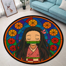 Nezuko Demond Slayer Stained Glass Round Rug