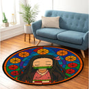 Nezuko Demond Slayer Stained Glass Round Rug