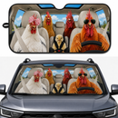 Chicken Family Driving Custom Car Windshield Sunshades