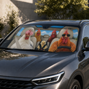 Chicken Family Driving Custom Car Windshield Sunshades