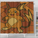 Raichu Pokemon Stanied Glass Shower Curtain