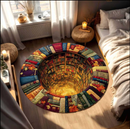 Library Books Round 3D Carpet Round Rug