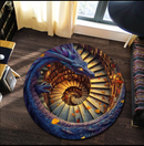 3D Dragon And Books Carpet Round Rug