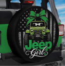Green Jeep Girl American Flag Custom Wheel Cover With Camera Hole