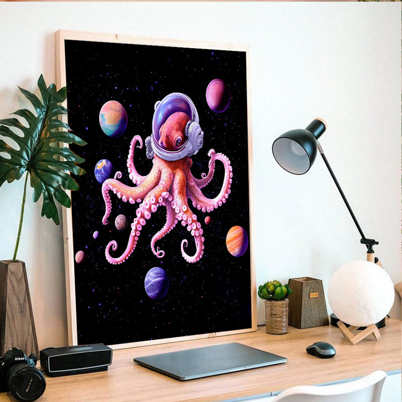 Astronaut Octopus - Living Room - Canvas Wall Art - Print - Wall Decor