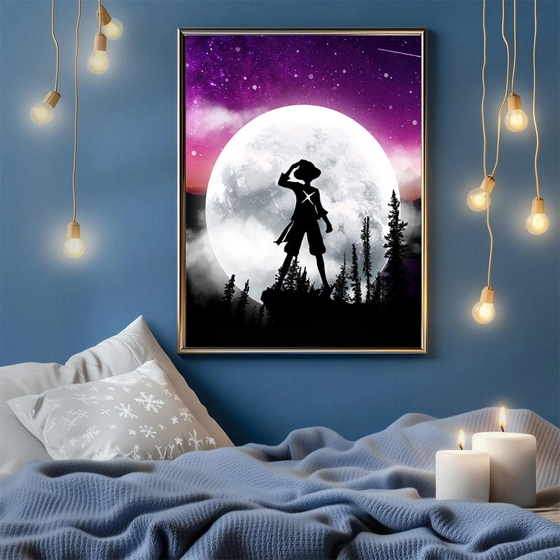 One Piece Moon Night - Living Room - Canvas Wall Art - Print - Wall Decor