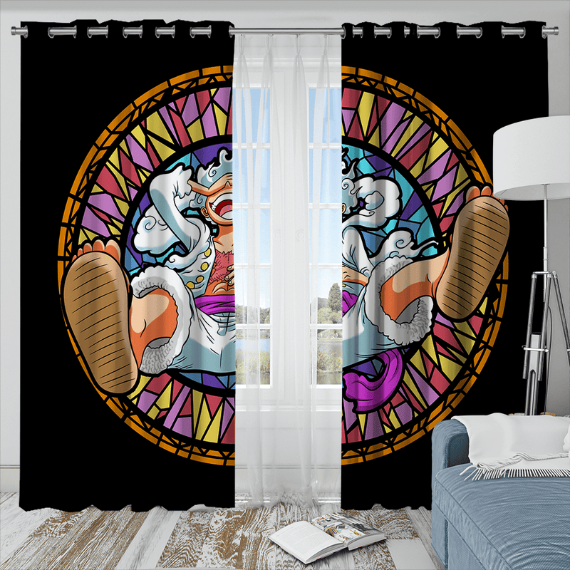 One Piece Luffy Gear 5 Stained Glass Window Curtain