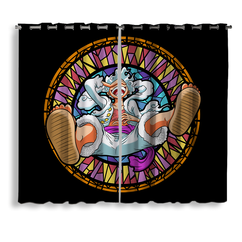 One Piece Luffy Gear 5 Stained Glass Window Curtain