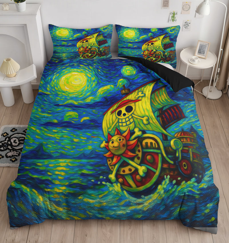 One Piece Ship Starry Night Bedding Set