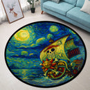 One Piece Ship Starry Night Carpet Round Rug