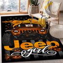 Orange Jeep Girl Halloween Rectangular Area Rug