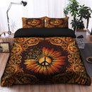 Peace Sign Sunflower Hippie Bedding Set Duvet Cover And 2 Pillowcases Nearkii